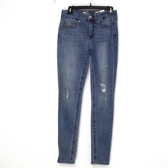 Seven7 Tummyless High Rise Skinny Jean Size 4 Medium Wash - Picture 1 of 6